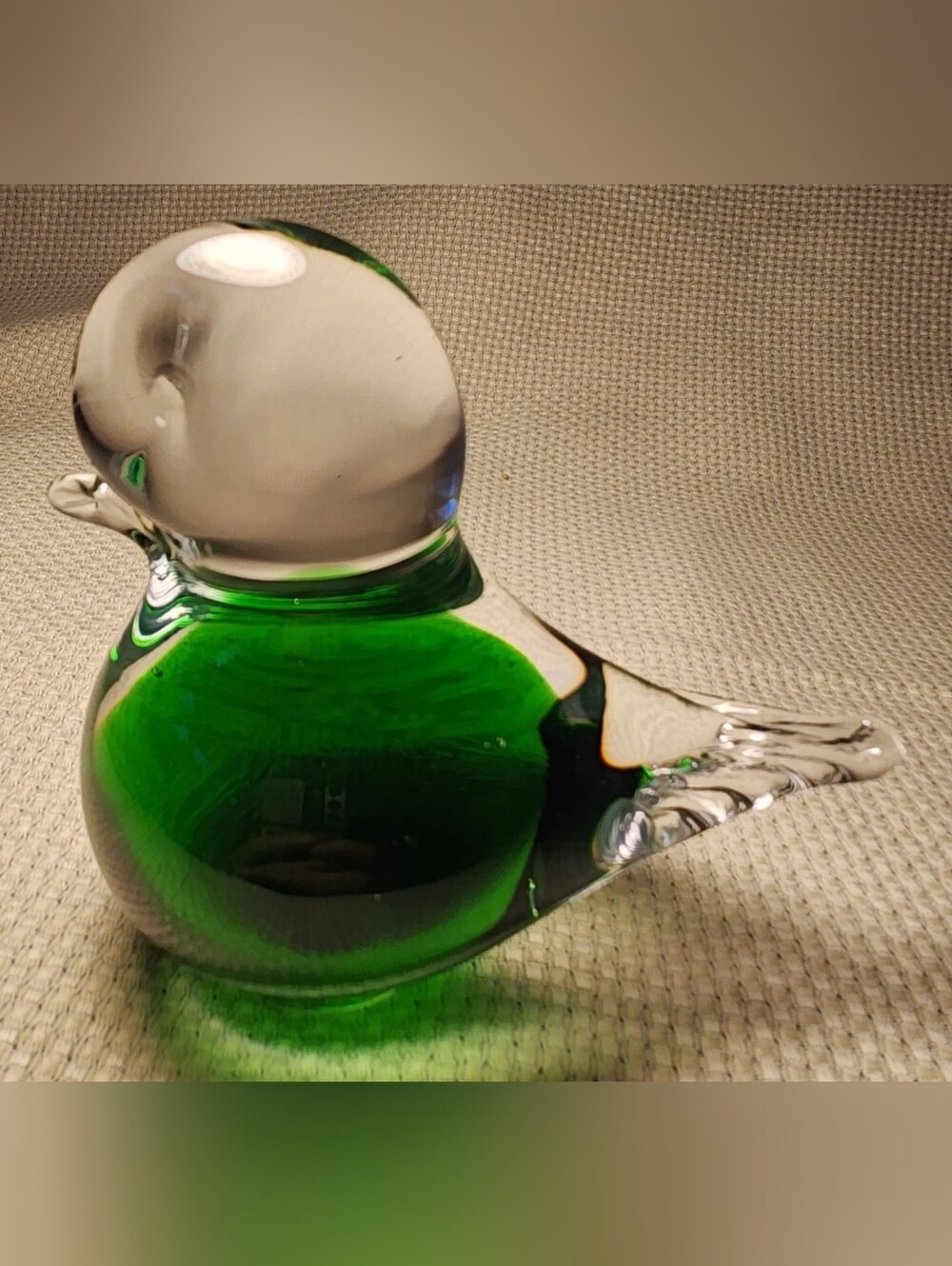Vintage Eneryda Sweden 4" Green Art Glass Bird Figurine MCM Paperweight Cased - Picture 2 of 11